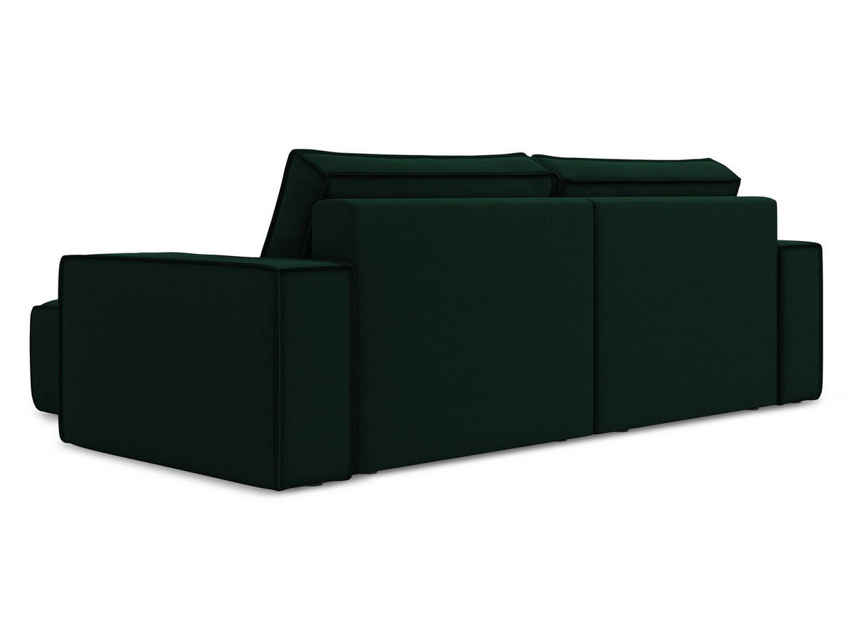 ECKSOFA mit Schlaffunktion Samt Stoff Grün - Dunkelgrün/Schwarz, Kunststoff/Textil (257/148cm) - Makamii
