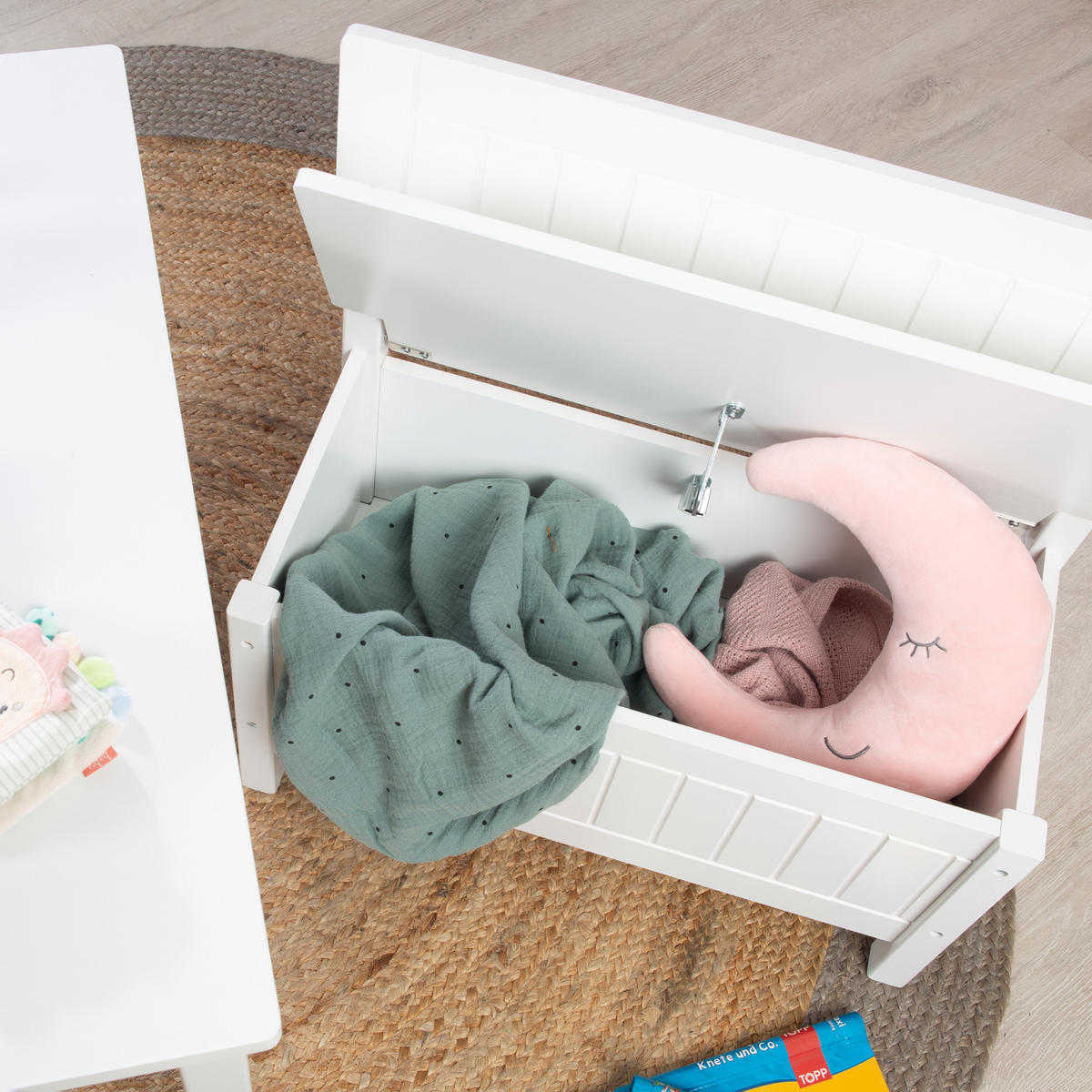 KINDERTRUHENBANK - Weiß, Holzwerkstoff (57/58.5/30cm) - Roba