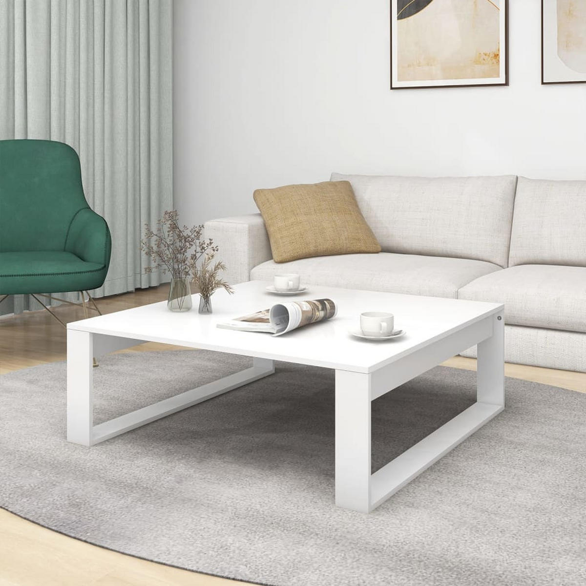 COUCHTISCH Weiß 100x100x35 cm Holzwerkstoff - Weiß, Holzwerkstoff (100/100/35cm) - furnicato