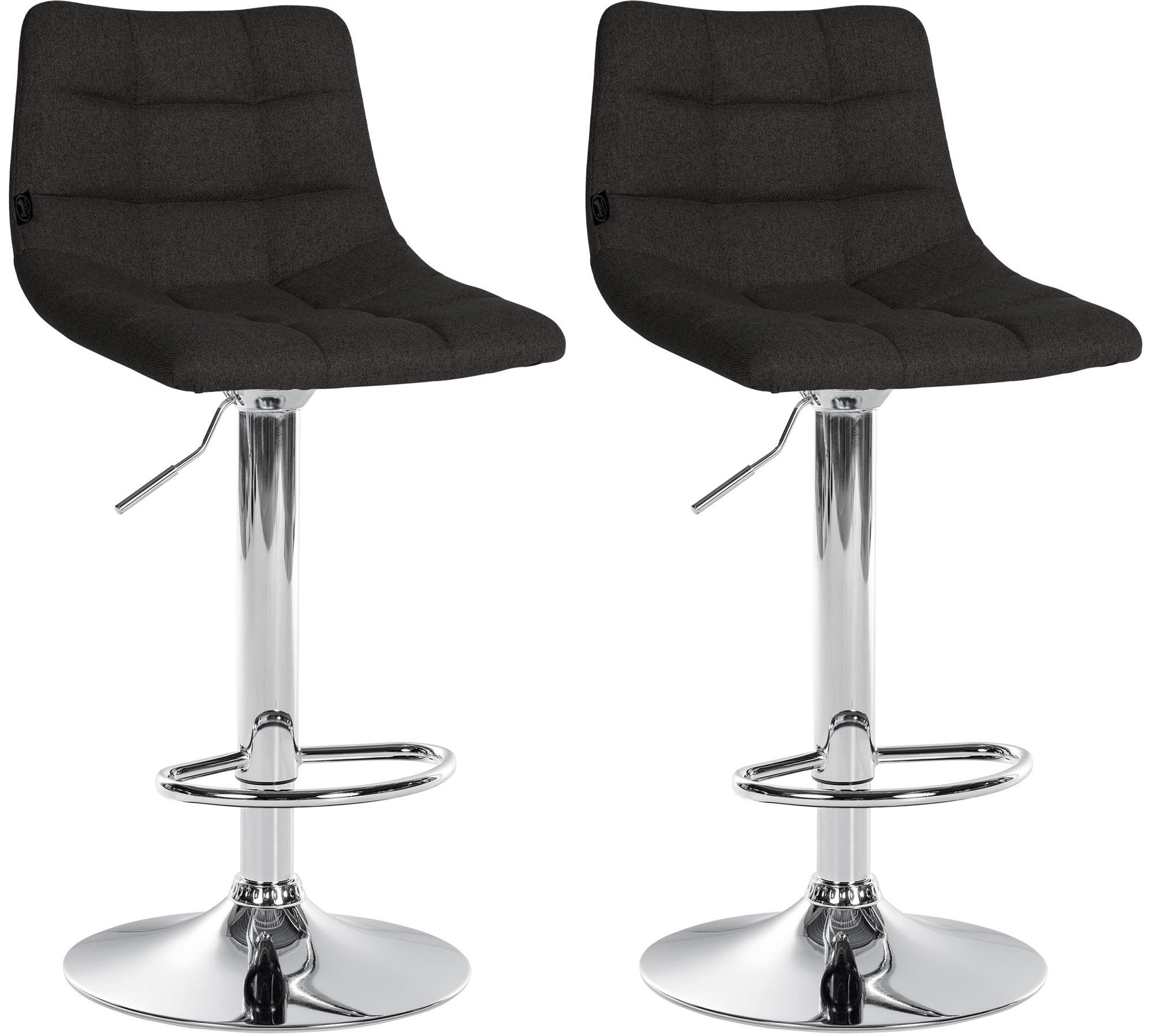 BARHOCKER 2er Set Stoff schwarz - Chromfarben/Schwarz, Textil/Metall (43/87/46.5cm) - CLP