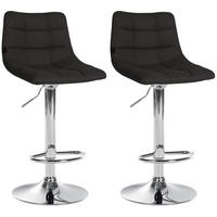 BARHOCKER 2er Set Stoff schwarz - Chromfarben/Schwarz, Textil/Metall (43/87/46.5cm) - CLP