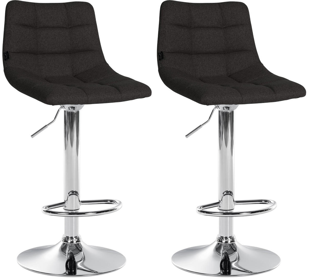 BARHOCKER 2er Set Stoff schwarz - Chromfarben/Schwarz, Textil/Metall (43/87/46.5cm) - CLP
