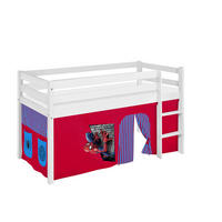HOCHBETT JELLE mit SPIDERMAN Vorhang - Kinderbett - Weiß, Holz - Lilokids