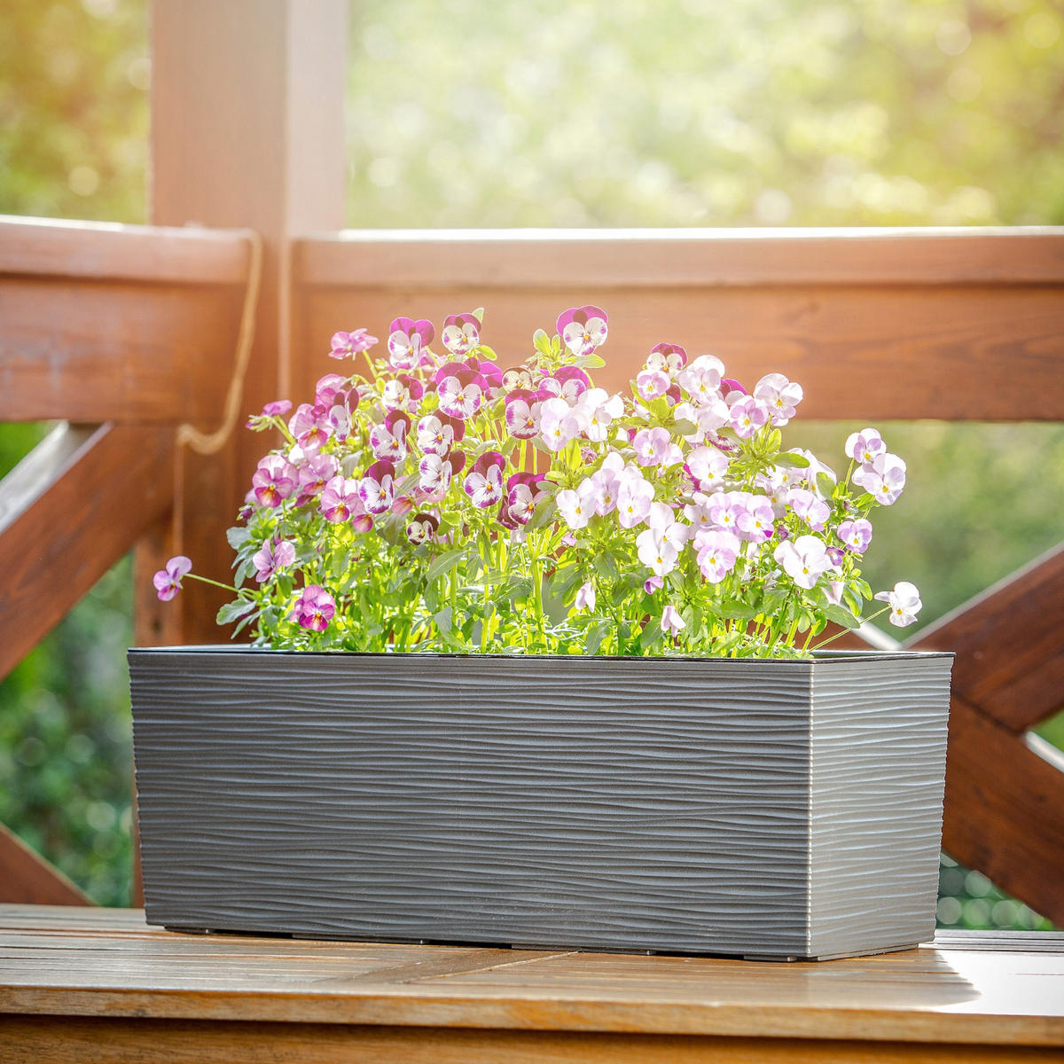 BALKONBLUMENTOPF mit Einsatz 56 cm, Graphit - Graphitfarben, Kunststoff (18/56cm) - KADAX