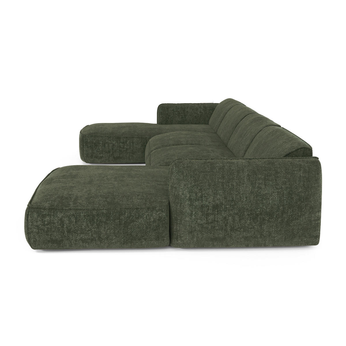 WOHNLANDSCHAFT Rastervelours Olivgrün 346cm - Olivgrün, Textil (346/76/166cm) - Sia Home