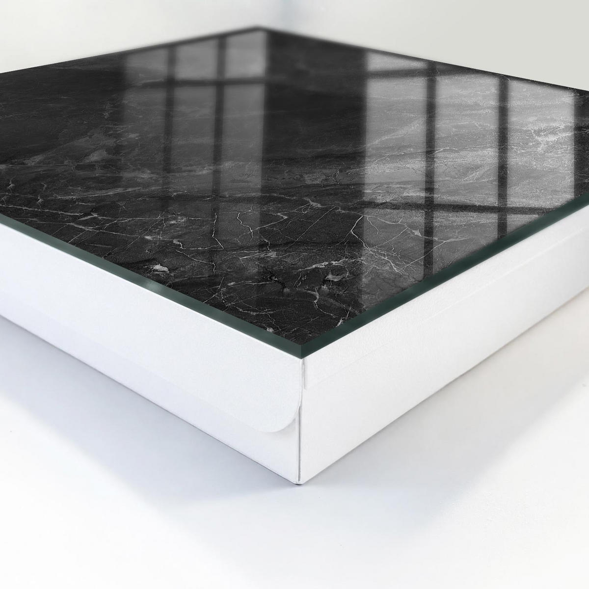 SCHLÜSSELBOX Weiß 30x30 cm – Türöffnung nach rechts - Grauer Stein - Schwarz, Metall (30/30/5cm) - TULUP
