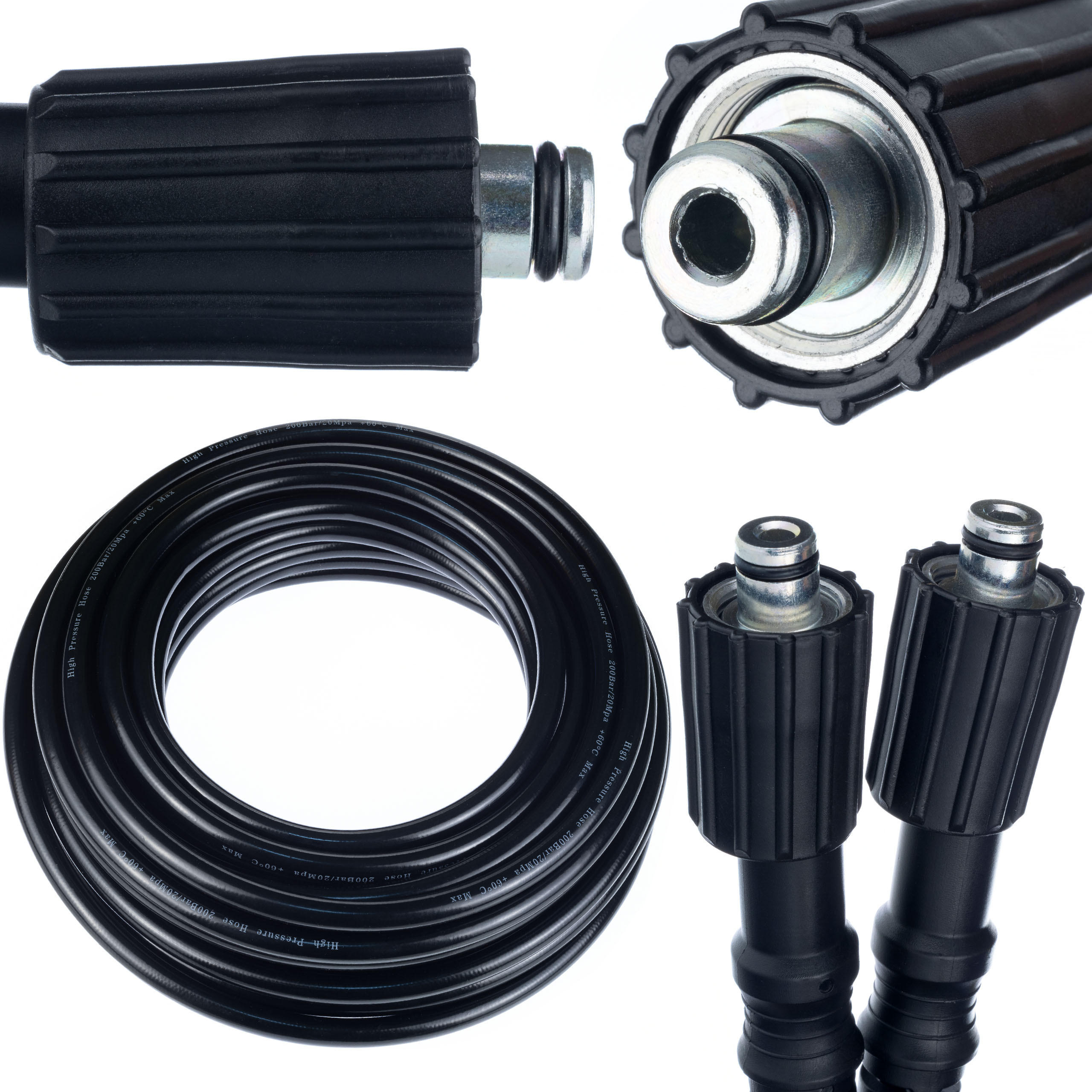 SCHLAUCH HOCHDRUCK 15 m, M22-M22, Stift 14 mm, max. 200 bar, max. 60 °C, Nylongeflecht, PVC-Außenmantel - Multicolor, Kunststoff/Metall (10/10/10cm)