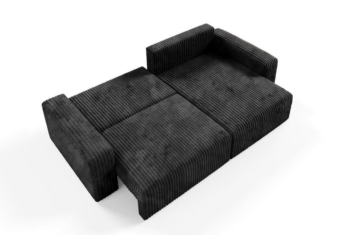 ECKSOFA mit Schlaffunktion Cord Schwarz - Schwarz, Textil (244/149cm) - Furnisell