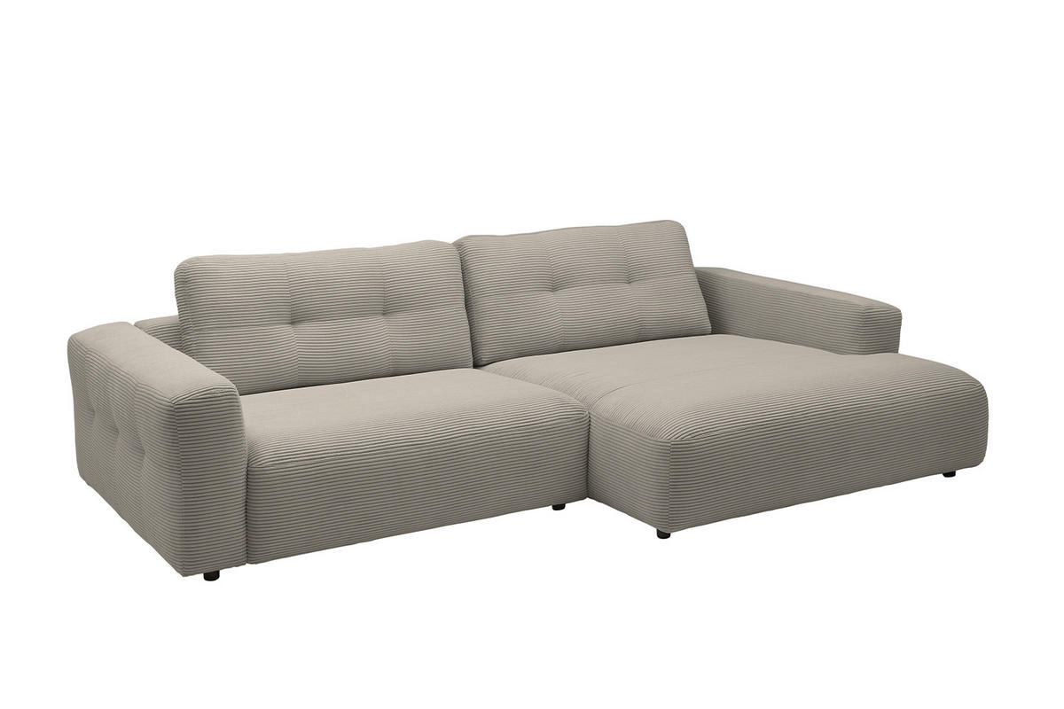 ECKSOFA XL MIKA Grau Cord - Greige/Schwarz, Kunststoff/Textil (296/167cm) - KAWOLA