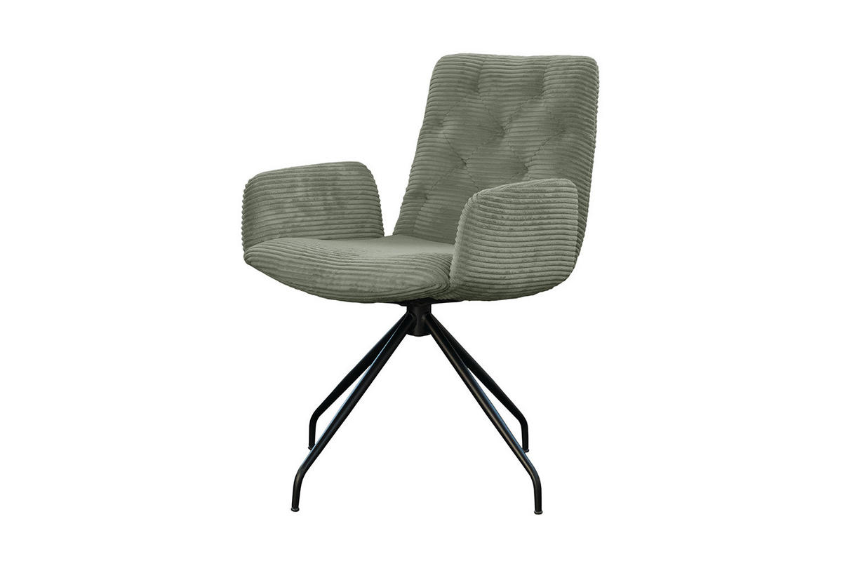 DREHSTUHL NEW CHARME Grün Cord - Grün, Textil (59/87/66cm) - KAWOLA