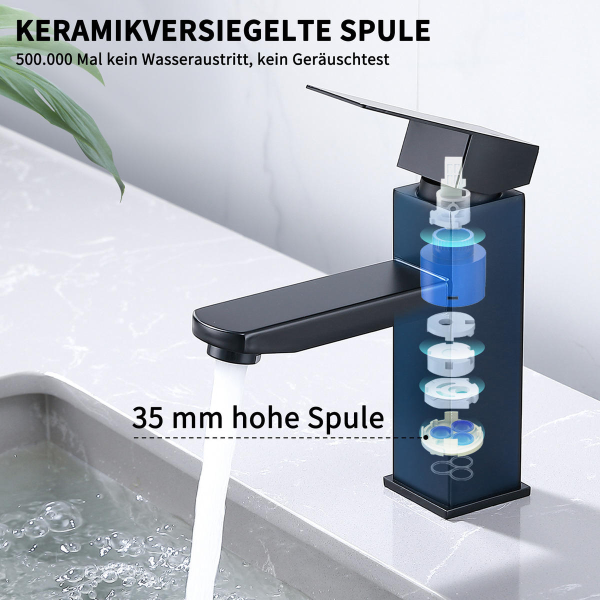 WASCHTISCHARMATUR Aufsatzbecken Schwarz - Schwarz, Metall (19/7/30.5cm) - HOMELODY