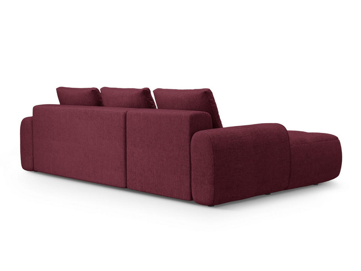 AUSKLAPPBARES-ECKSOFA links mit Container Linz aus strukturiertem Stoff burgundfarben 3 Sitzplätze - Bordeaux, Textil (142/275cm) - Cosmopolitan Design