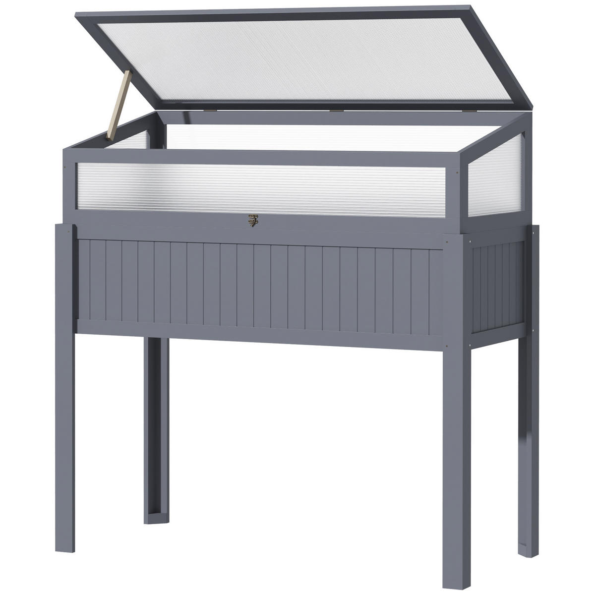 HOCHBEET, Gewächshaus, 2-in-1, Polycarbonat, grau, 120x54x112/122cm - Multicolor, Holzwerkstoff (120/122/54cm) - FORIOUS