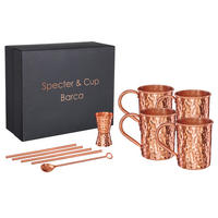 KUPFERBECHER, Cocktailbecher BARCA 4er Set Moscow Mule 400ml + Zubehör - Kupferfarben, Paraffin (8.5/10.5/10.5cm) - Specter & Cup