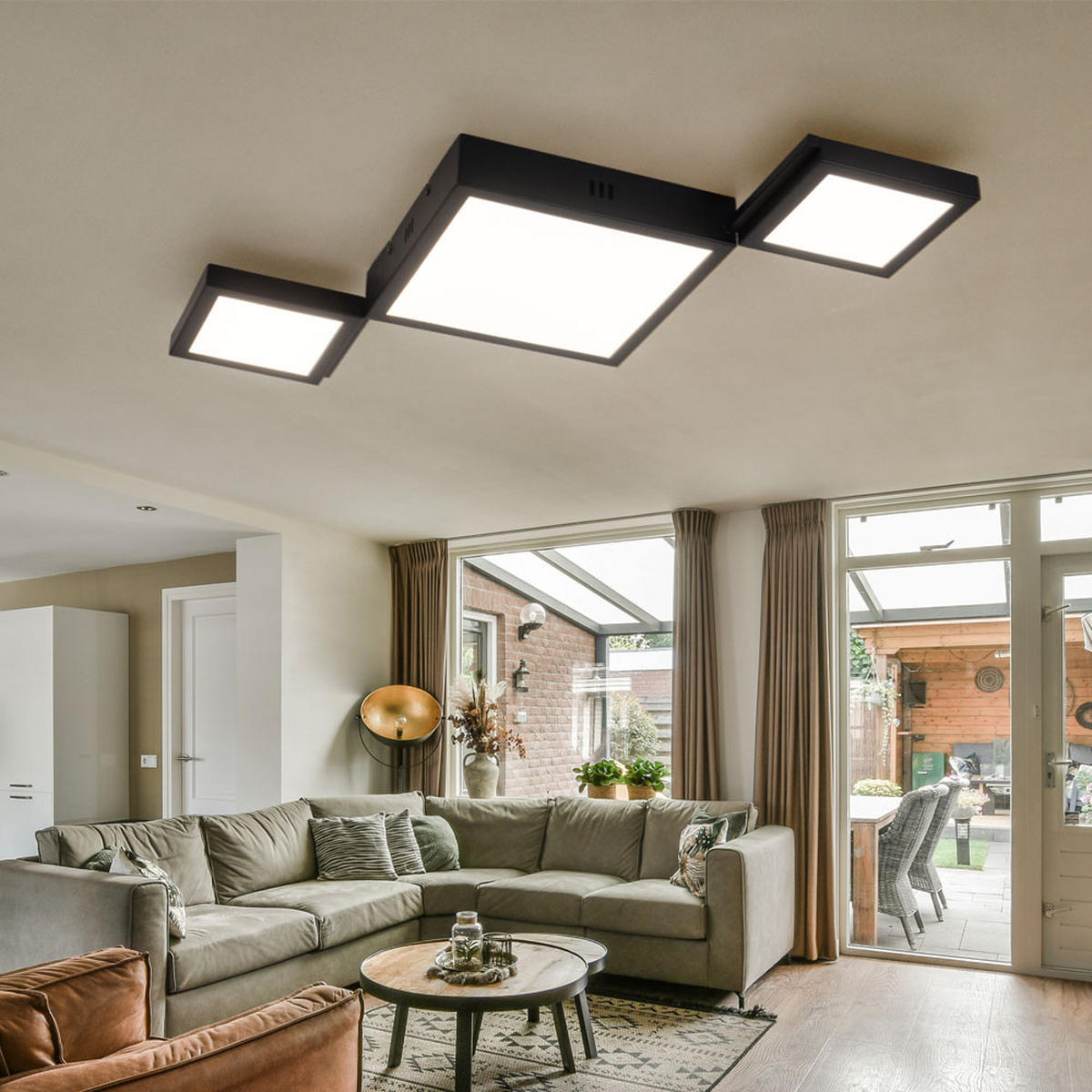 LED DECKENLEUCHTE Schwarz Opal - Schwarz, Metall (71/31/4.5cm) - Globo Lighting