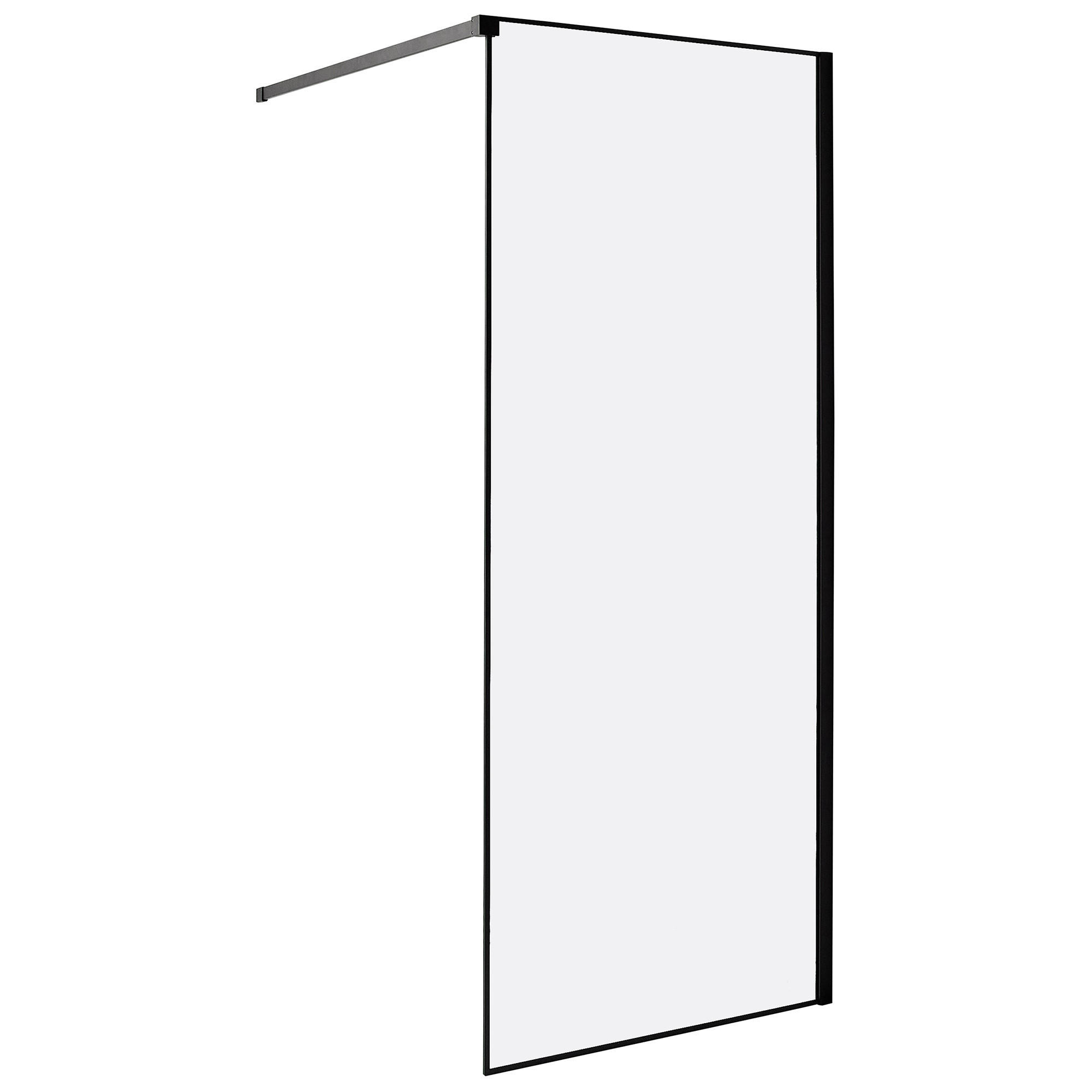 DUSCHWAND 80/190 cm Schwarz Waspam - Transparent/Schwarz, Glas (80/190cm) - Beliani