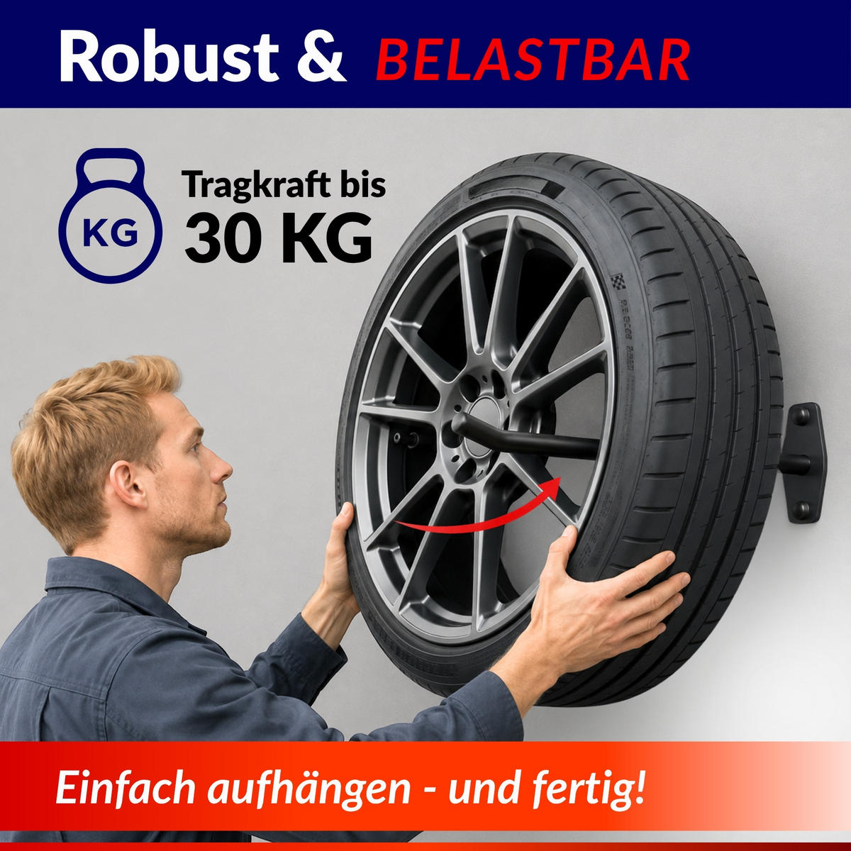REIFENHALTER Wandhalterung PREX 4er Reifen Set HxBxT 9x5x25 cm Traglast 30 kg Schwarz Set für Garage Zum Anschrauben mit hoher Qualität - Schwarz, Metall (25/5/9cm) - PROREGAL