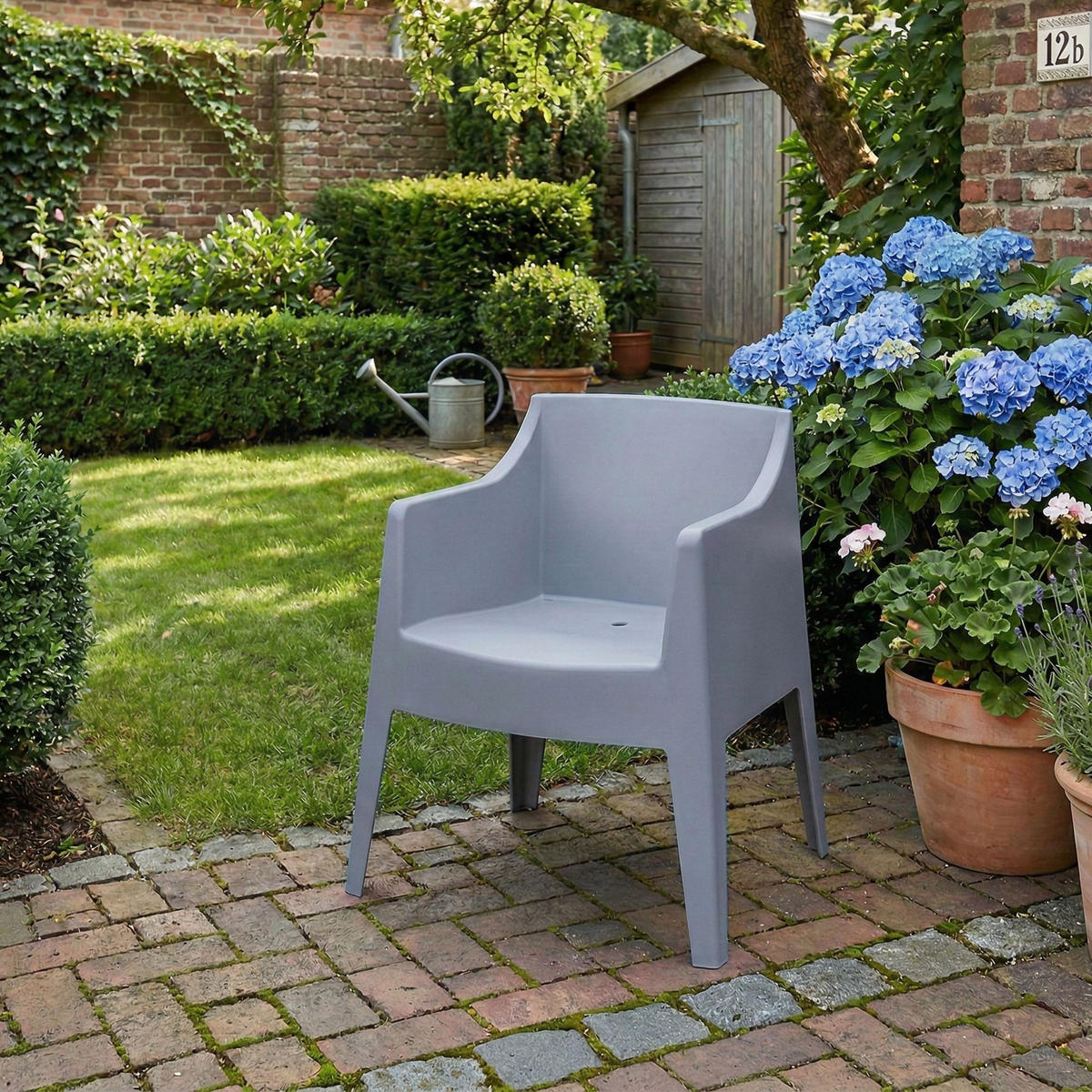 GARTENSTUHL 4er Set Kunststoff Grau - Grau, Kunststoff (73/78/57cm) - CLP