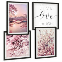 BILDER SET 4er Set - 50x50 cm & 40x60 cm Schwarzer Rahmen - Blumenbrücke – Lebensinspiration - Schwarz, Kunststoff (50/50cm) - TULUP