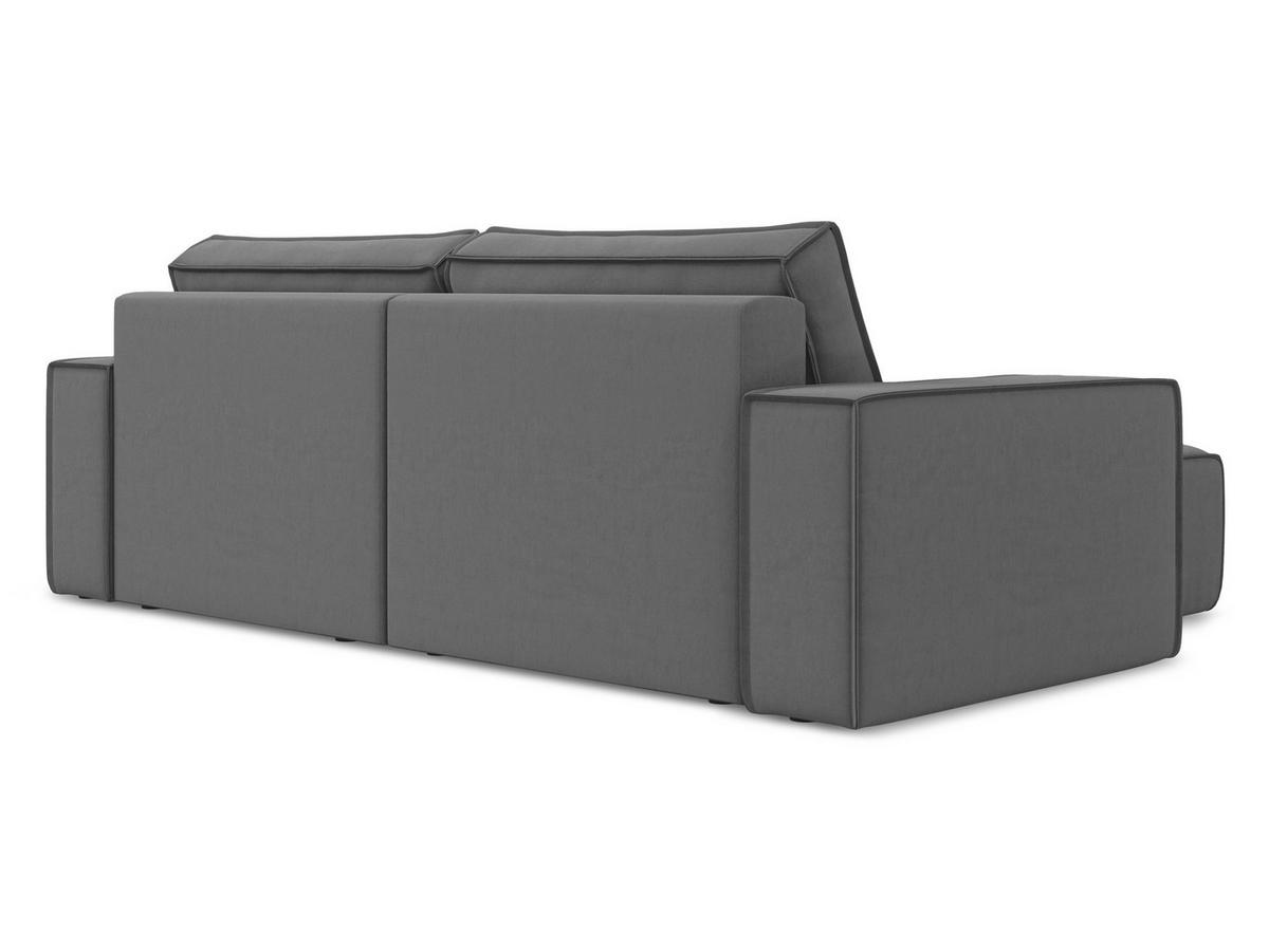ECKSOFA mit Schlaffunktion Samt Stoff Grau - Schwarz/Grau, Kunststoff/Textil (148/257cm) - Makamii