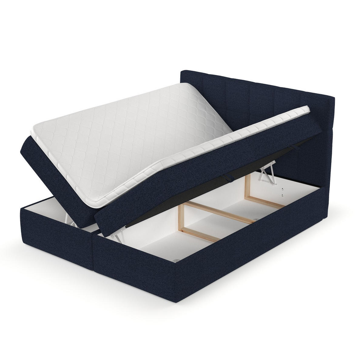 POSTEL BOXSPRING VARENO 200/200 Námořnická modrá - černá/tmavě modrá, kov/dřevo (200/200cm) - AltaBeds