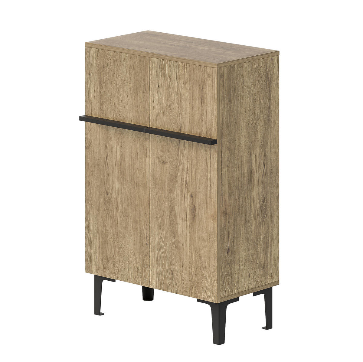 SCHUHSCHRANK 60/34,5/95 cm mit 2 Türen, platzsparend in Holzoptik und Schwarz - Schwarz, Holzwerkstoff (60/95/34.5cm) - BEAOK