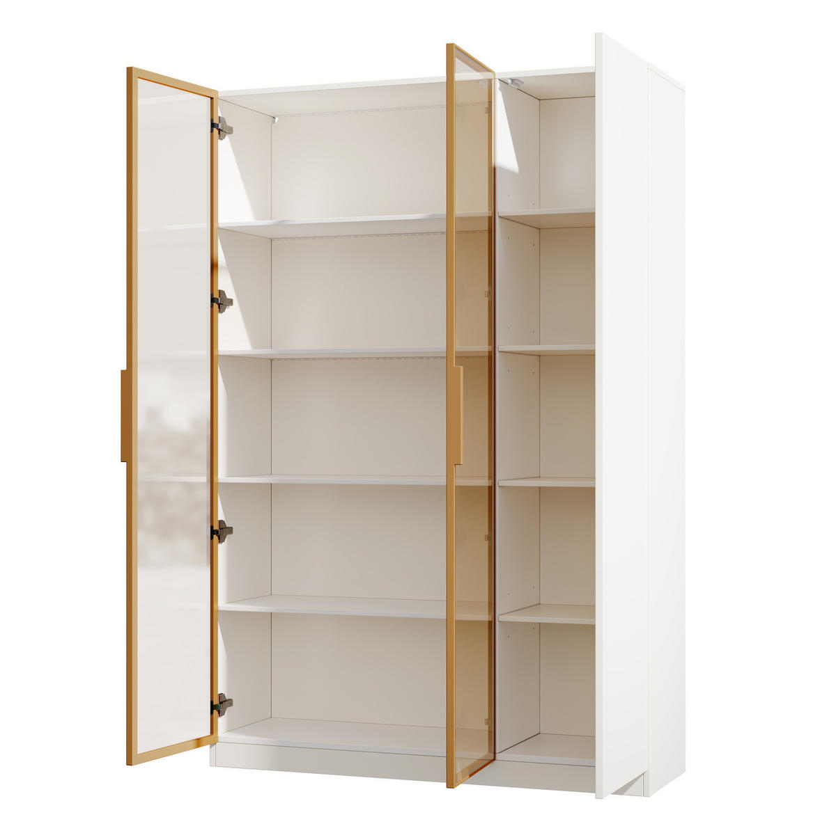 HIGHBOARD 110/35/165 cm in Weiß mit LED-Beleuchtung und Sicherheitsglas - Weiß, Holzwerkstoff (115/165/35cm) - Flora Grace