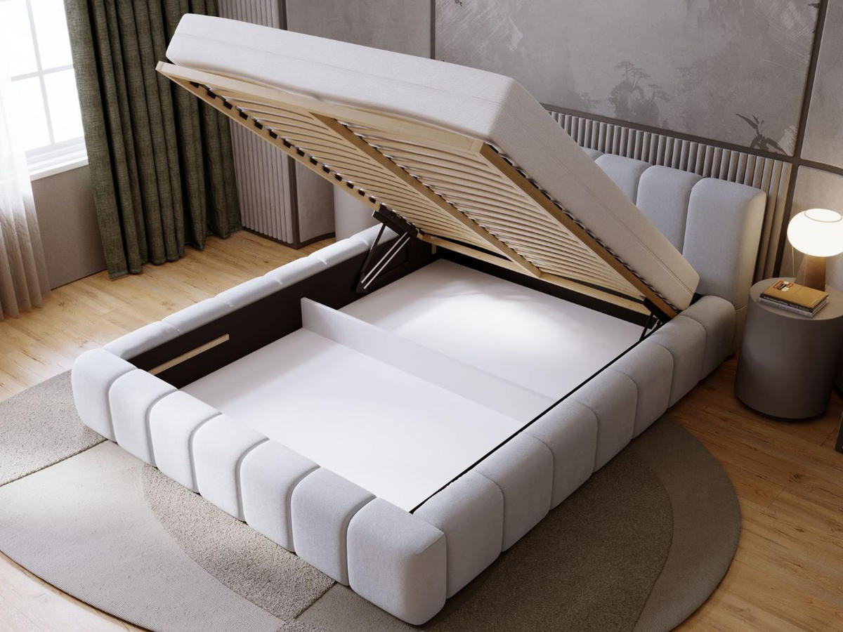 POLSTERBETT Orio 180x200 Hellgrau - Hellgrau, Textil (180/200cm) - Graingold