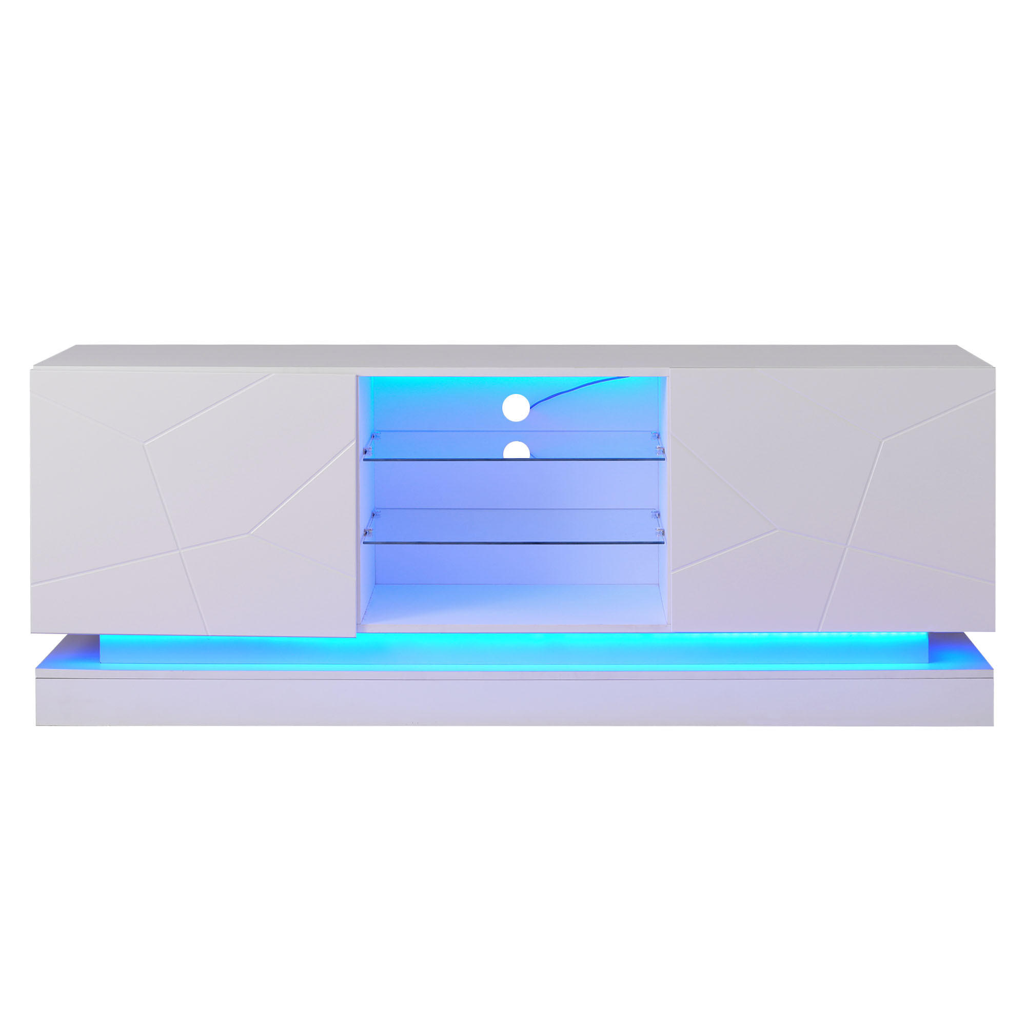 TV-BOARD Glasablage Weiß 160/38.5/60 cm - Weiß, Holz (160/60/38.5cm) - PANGIVO