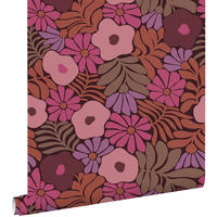TAPETE Blumen im Matisse-Stil 53 cm x 10.05 m - Pink, Papier (53/1000cm) - ESTAhome