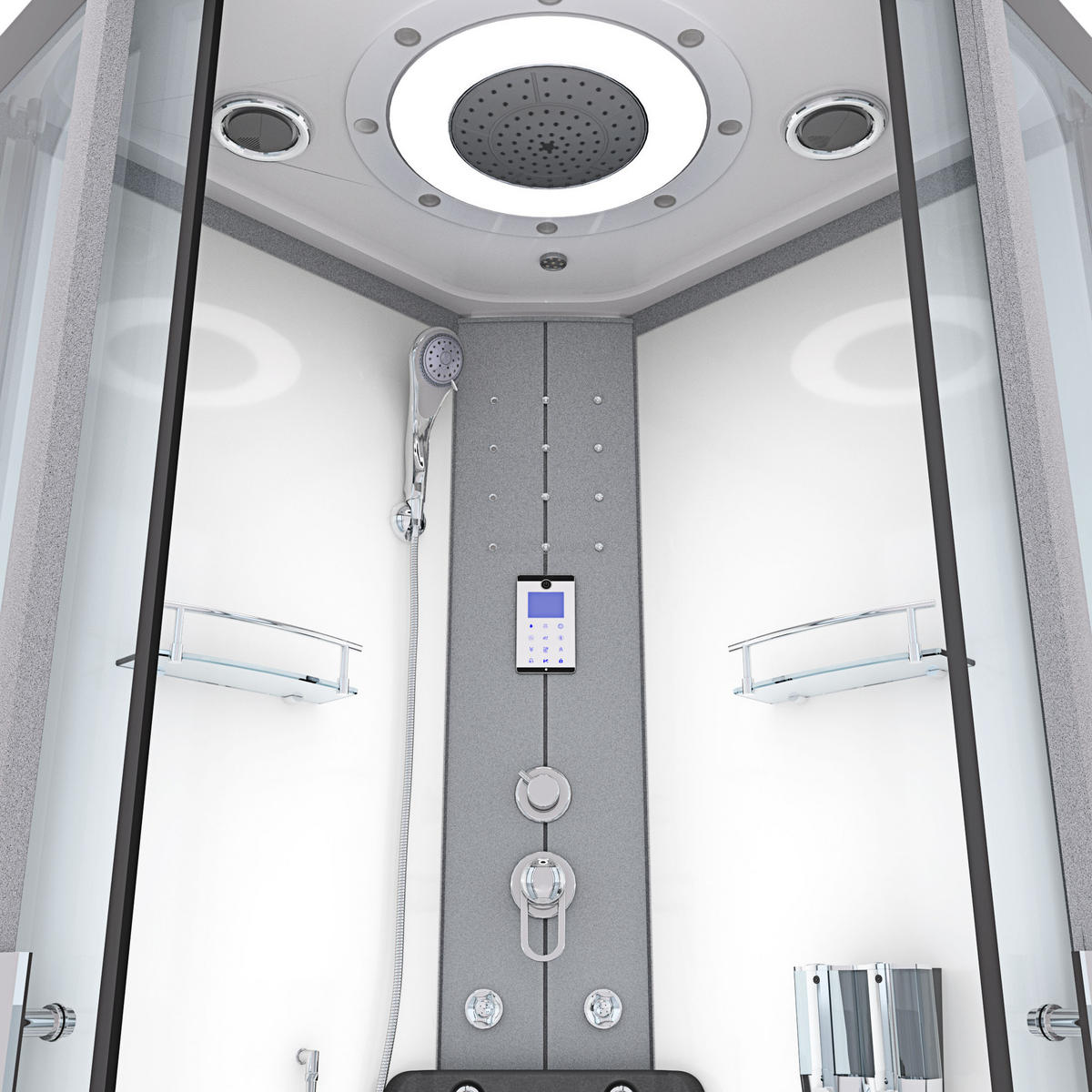 DAMPFDUSCHE Duschkabine D58-60T2-EC Weiß 100x100 - Weiß, Glas/Kunststoff (100/100/225cm) - AcquaVapore by Sandra Jentho