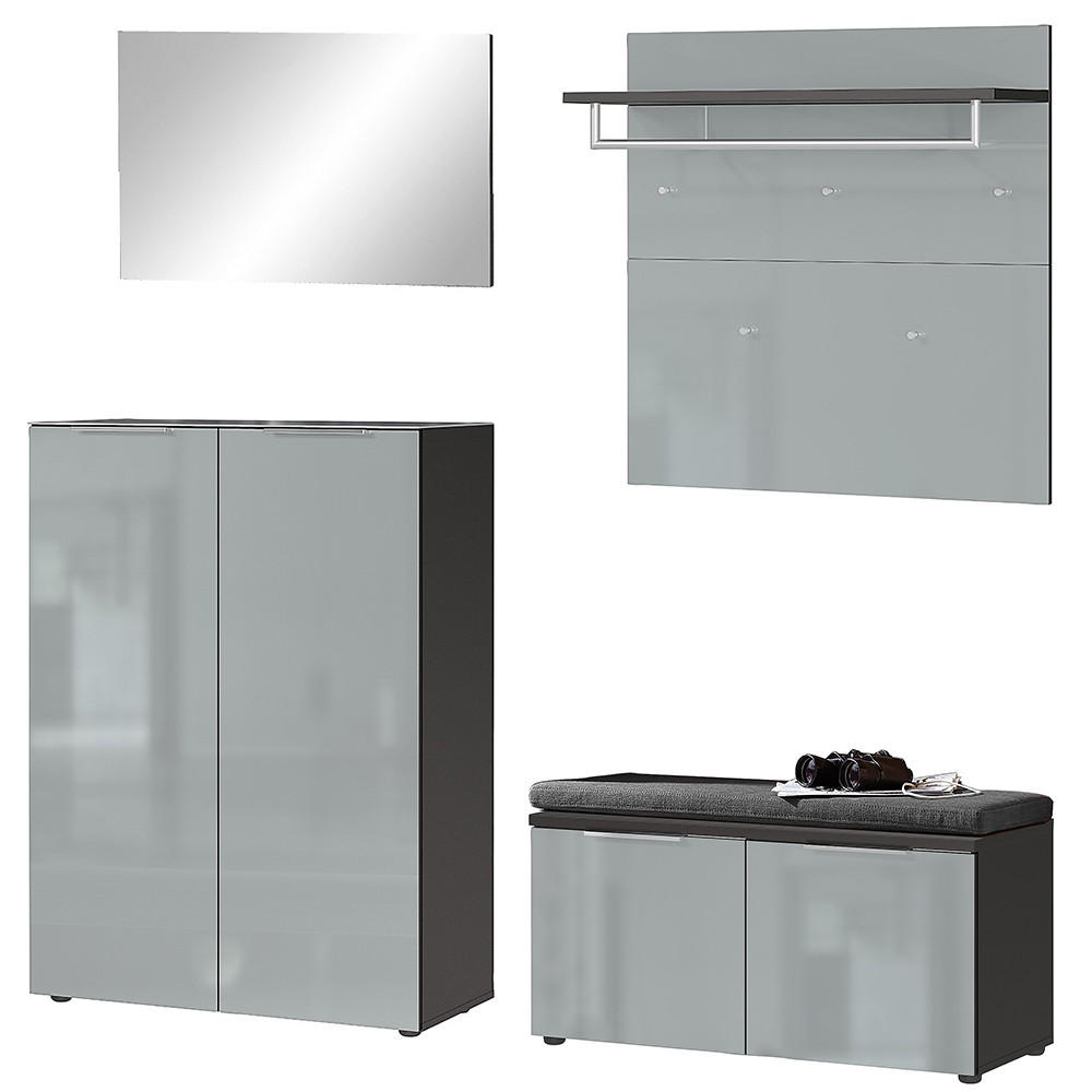 GARDEROBEN-SET 4-TLG. Geneva-01 - Grau, Holzwerkstoff (200/200/40cm) - Lomado