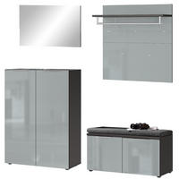 GARDEROBEN-SET 4-TLG. Geneva-01 - Grau, Holzwerkstoff (200/200/40cm) - Lomado