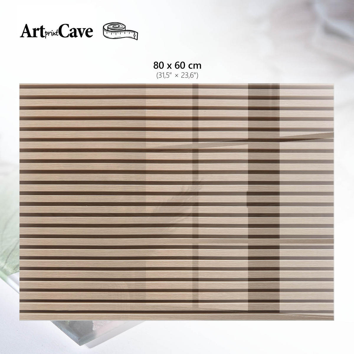 GLASPLATTE 80x60 cm – Beige Streifen - Braun, Glas (0.4/80/60cm) - ArtPrintCave