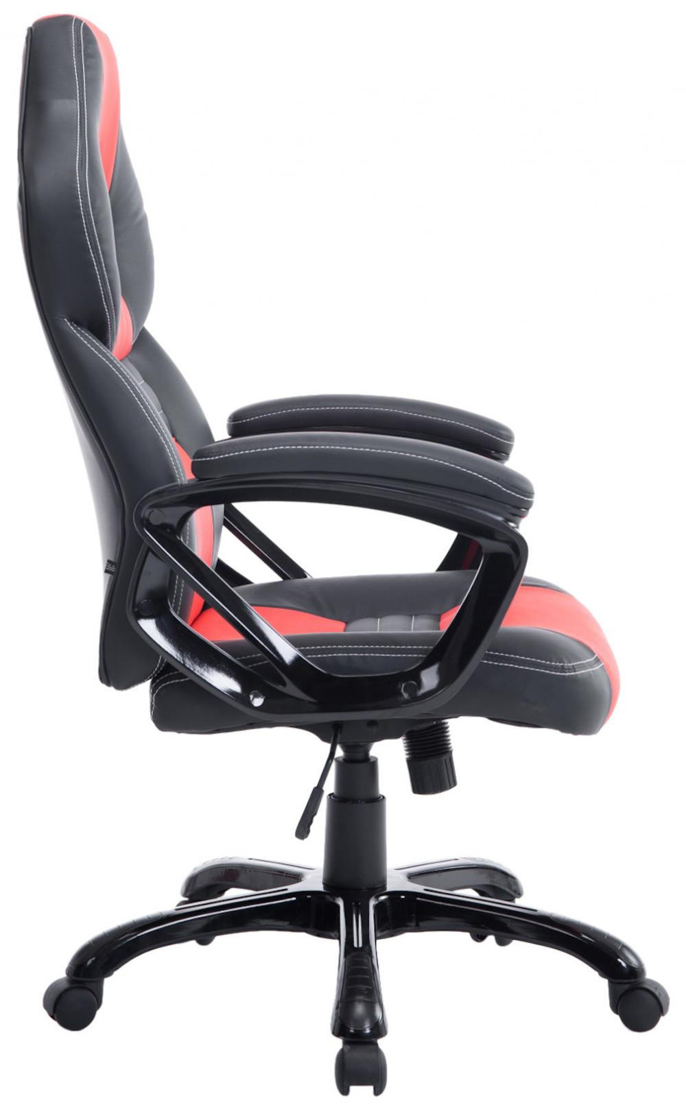 CHEFSESSEL Lederlook schwarz/rot - Rot/Schwarz, Kunststoff/Textil (65/114/70cm) - CLP