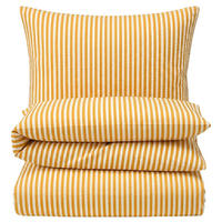 SEERSUCKER-BETTWÄSCHE 155x220 gestreift Sommer Bettbezug Bügelfrei aus 100% Baumwolle, Bettbezüge Streifen Muster Gelb - Gelb, Textil (155/220cm) - Carpe Sonno