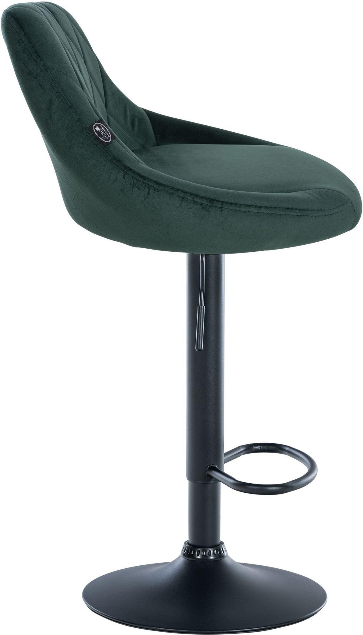 BARHOCKER 2er Set Samt dunkelgrün - Dunkelgrün/Schwarz, Textil/Metall (46/83/49cm) - CLP