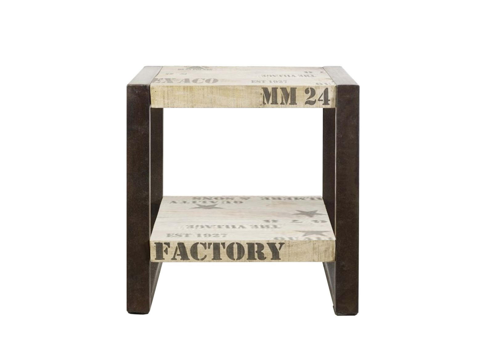 BEISTELLTISCH Mango 50x40x50 natur bedruckt FACTORY #101 - Braun, Holzwerkstoff (40/50/50cm) - Massivmoebel24