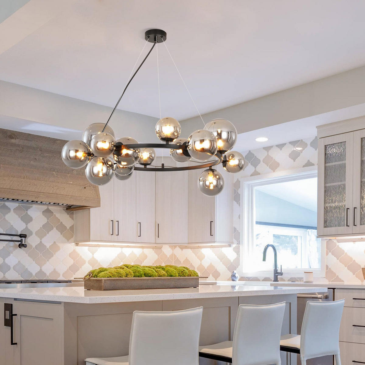 PENDELLEUCHTE Lily 80/80/180 cm - Schwarz, Metall (80/80/180cm) - ZMH