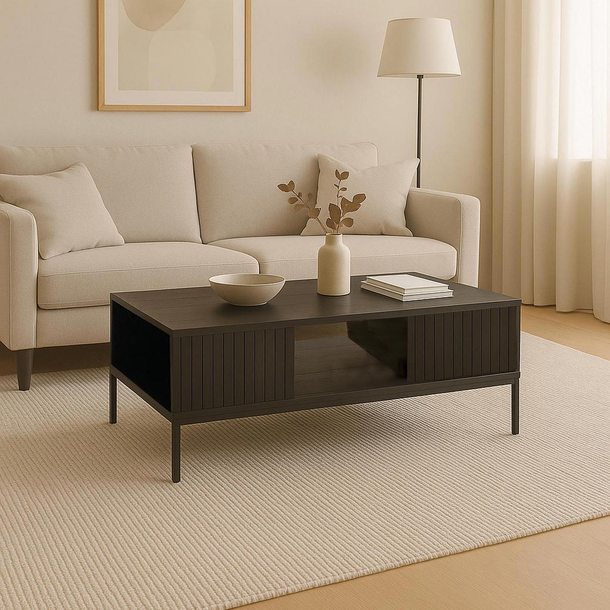 COUCHTISCH rechteck Schwarz - Schwarz, Holz (60/120/39cm) - MCW