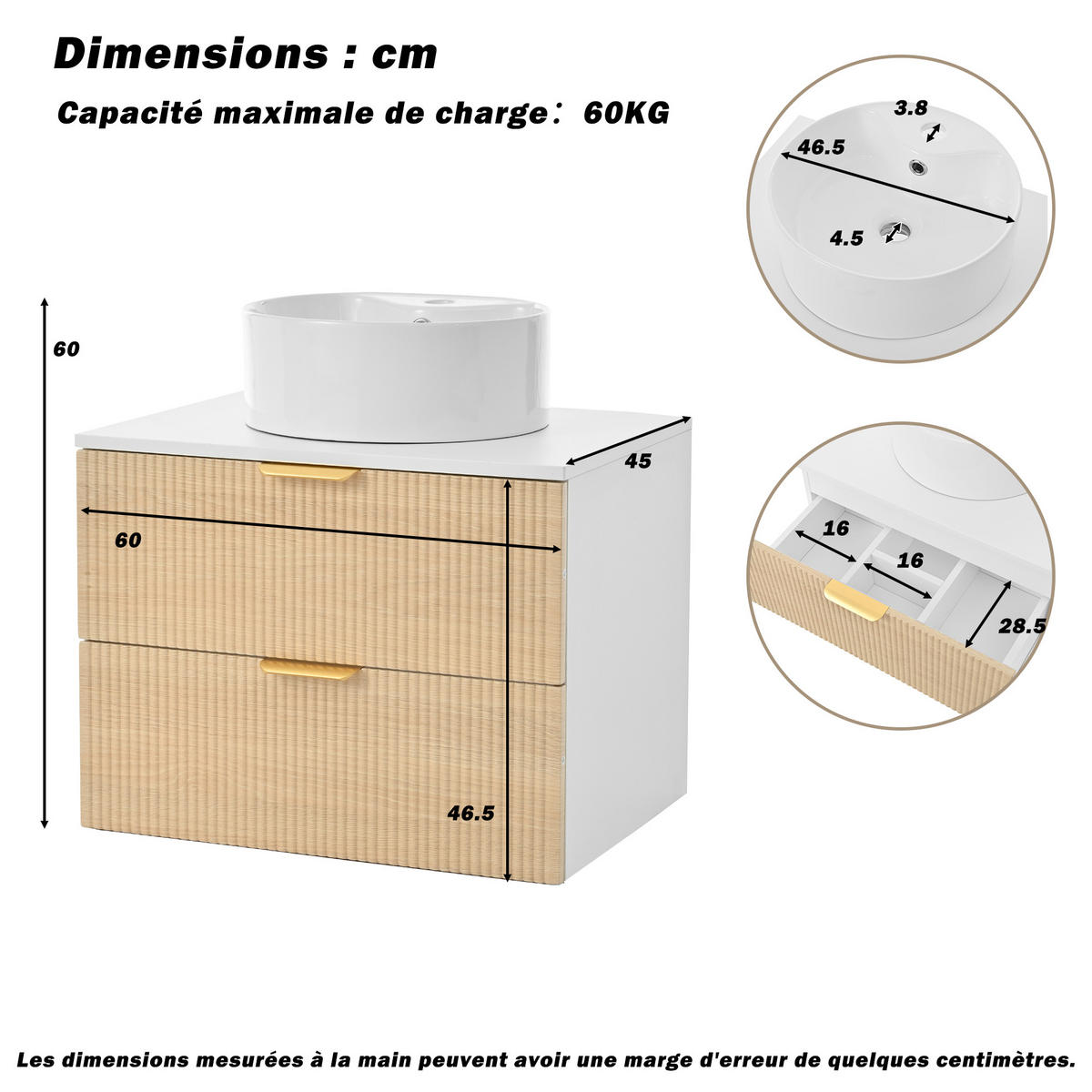 WASCHTISCH Naturfarben 60/45/60 cm - Naturfarben, Holz (60/60/45cm) - PANGIVO