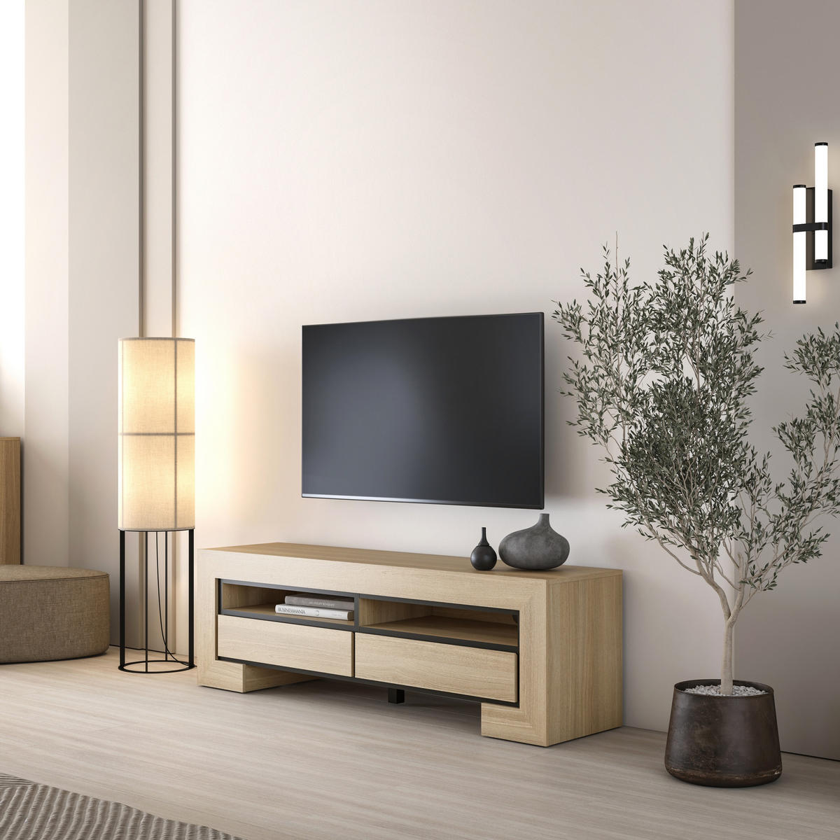 LOWBOARD LUNO 160/50,5/41 cm, Eichefarben - Eichefarben, Holzwerkstoff (160/50.5/41cm) - MASSENO