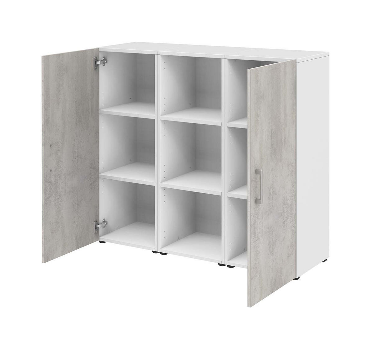 AKTENSCHRANK - 3 Ordnerhöhen - Weiß/Beton - Grau, Holzwerkstoff (120/107.2/34.4cm) - Röhr