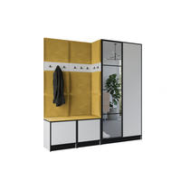 GARDEROBENSCHRANK EDEN 21 mit Spiegel - Weiß - Stoff Gelb - Gelb/Weiß, Holzwerkstoff (211/205/39cm) - Kier Furniture