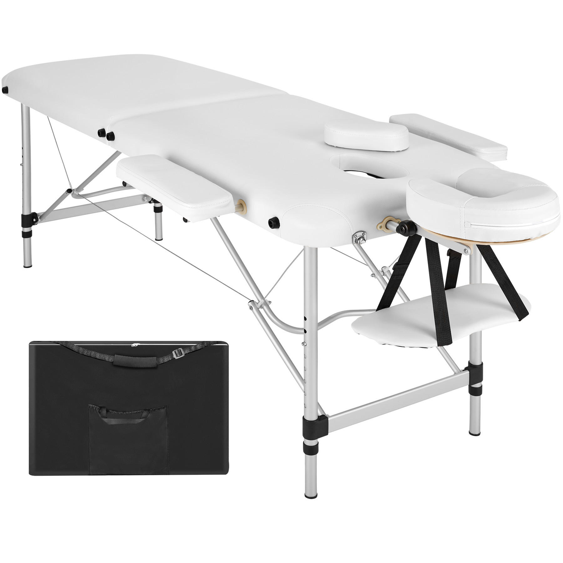 MASSAGELIEGE 2 Zonen, 210 x 95 x 89 cm,weiß - Weiß, Metall (60/89/205cm) - tectake