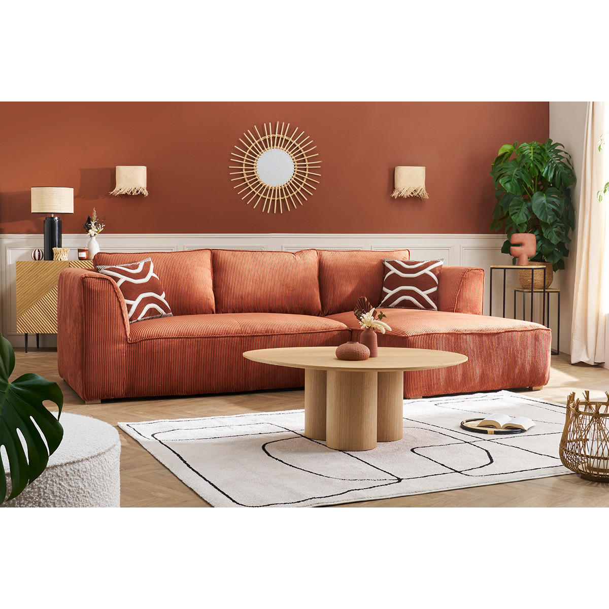 COUCHTISCH Helles Holz B100 cm HOLLEN - Grün, Holz (100/78/37.3cm) - Miliboo