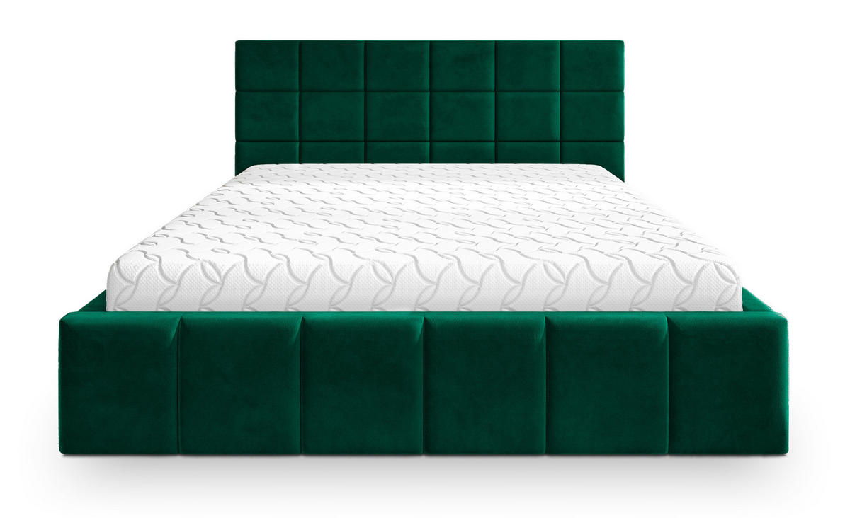 POLSTERBETT VERTO K 200x200 cm mit Bettkästen - Grün - Grün, Holz/Textil - MASSENO