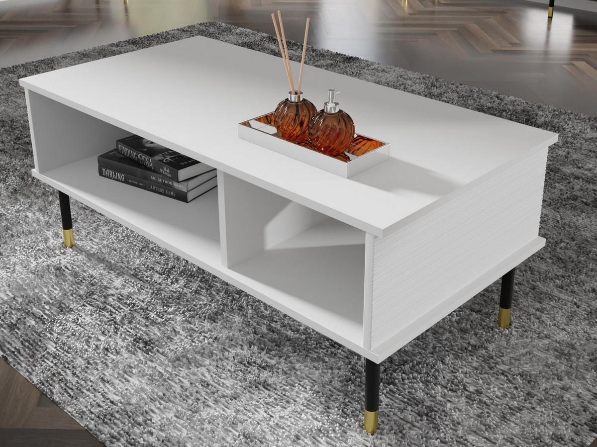 COUCHTISCH Weiß, Gold 110/45/55 - Weiß, Holzwerkstoff (55/110/45cm) - RAUMHIRSCH FURNITURE
