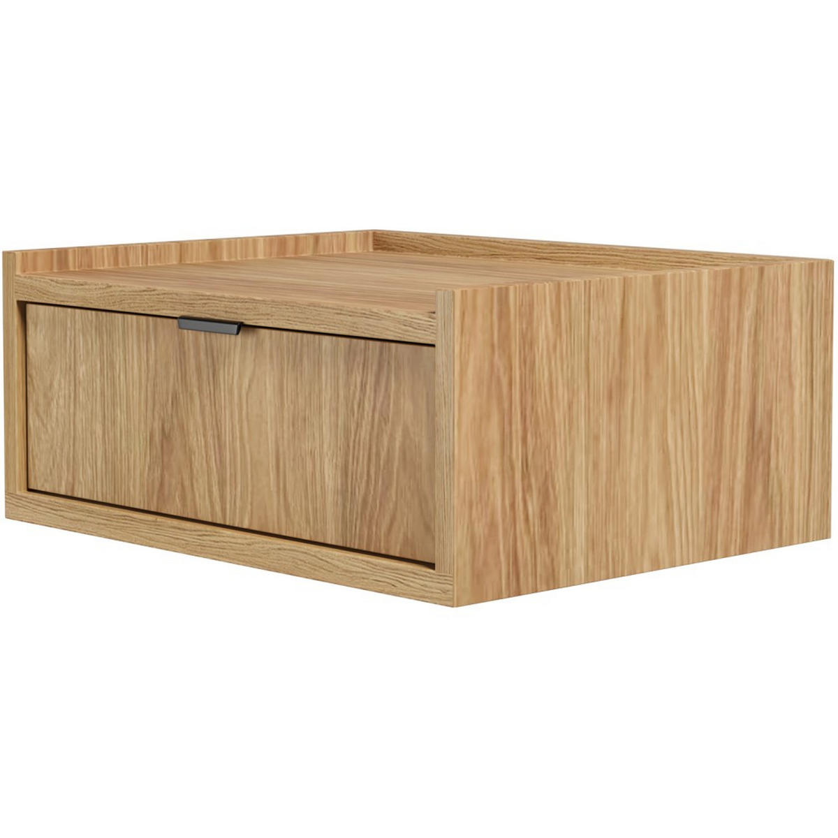 NACHTTISCH Evron mit 1 Schublade, Hängender, Hikora Eiche - Eichefarben/Schwarz, Holzwerkstoff/Metall (51/21/40cm) - Beautysofa