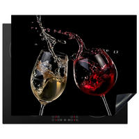 HERDABDECKPLATTE Rotwein - Weißwein - Glas - Schwarz 65x52 cm - Weinrot, Kunststoff (65/0.2/52cm) - MuchoWow